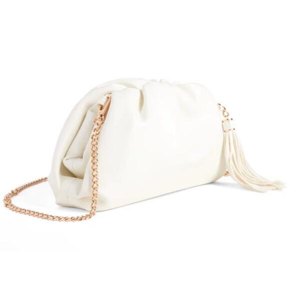 Understated Leather Ivory Crescent Clutch for Curateur - OS - Picture 1 of 7